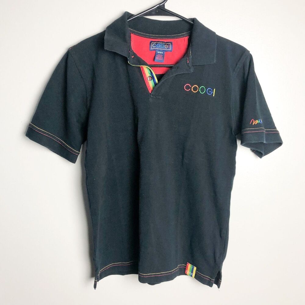 Coogi Rainbow Knit Fitted Polo Short Sleeve Shirt Medium